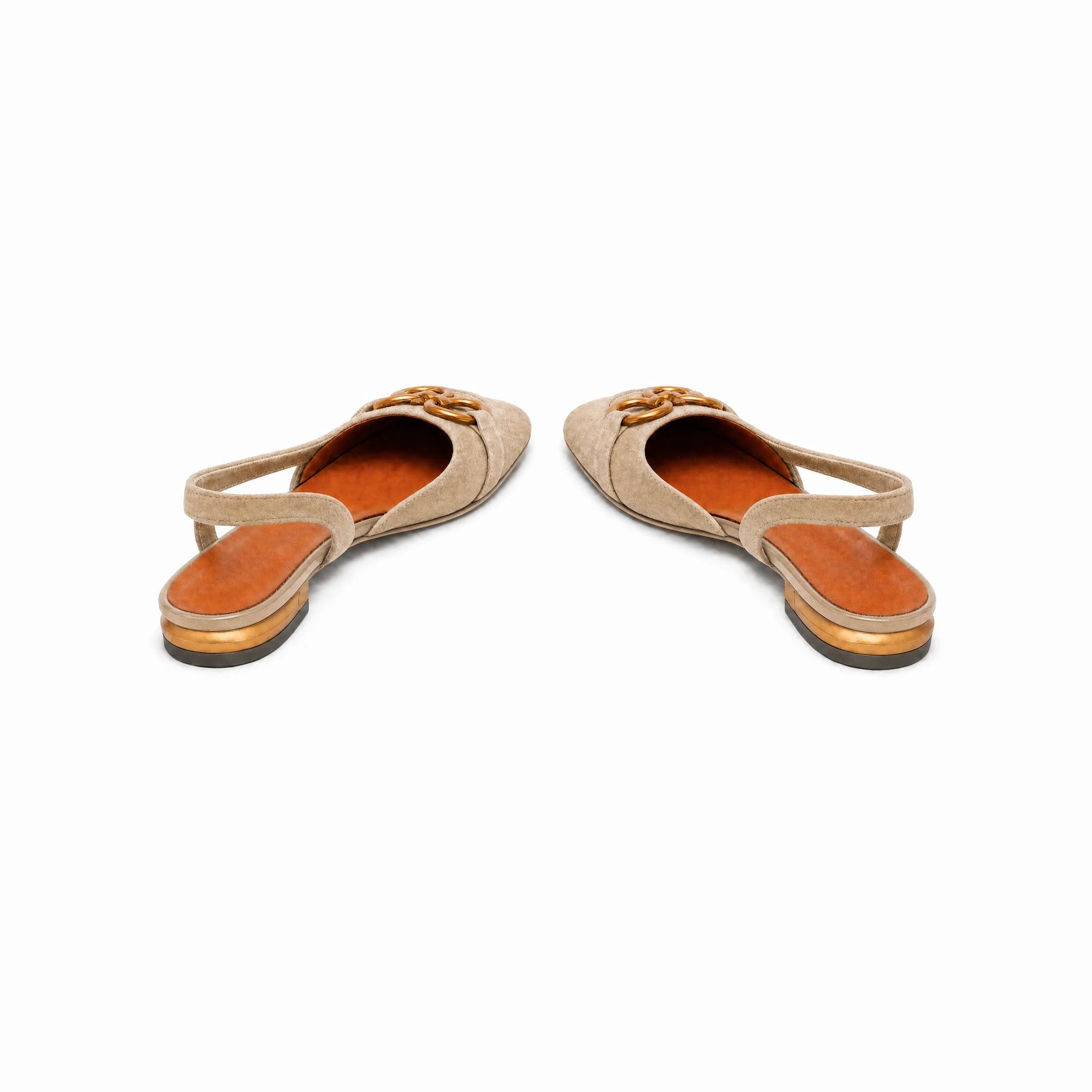 Damskie Czółenka Slingback z Zamszu na Niskim Obcasie z Ozdobą 3