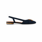 Damskie Czółenka Slingback z Zamszu na Niskim Obcasie z Ozdobą 5