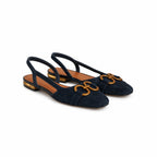 Damskie Czółenka Slingback z Zamszu na Niskim Obcasie z Ozdobą 6