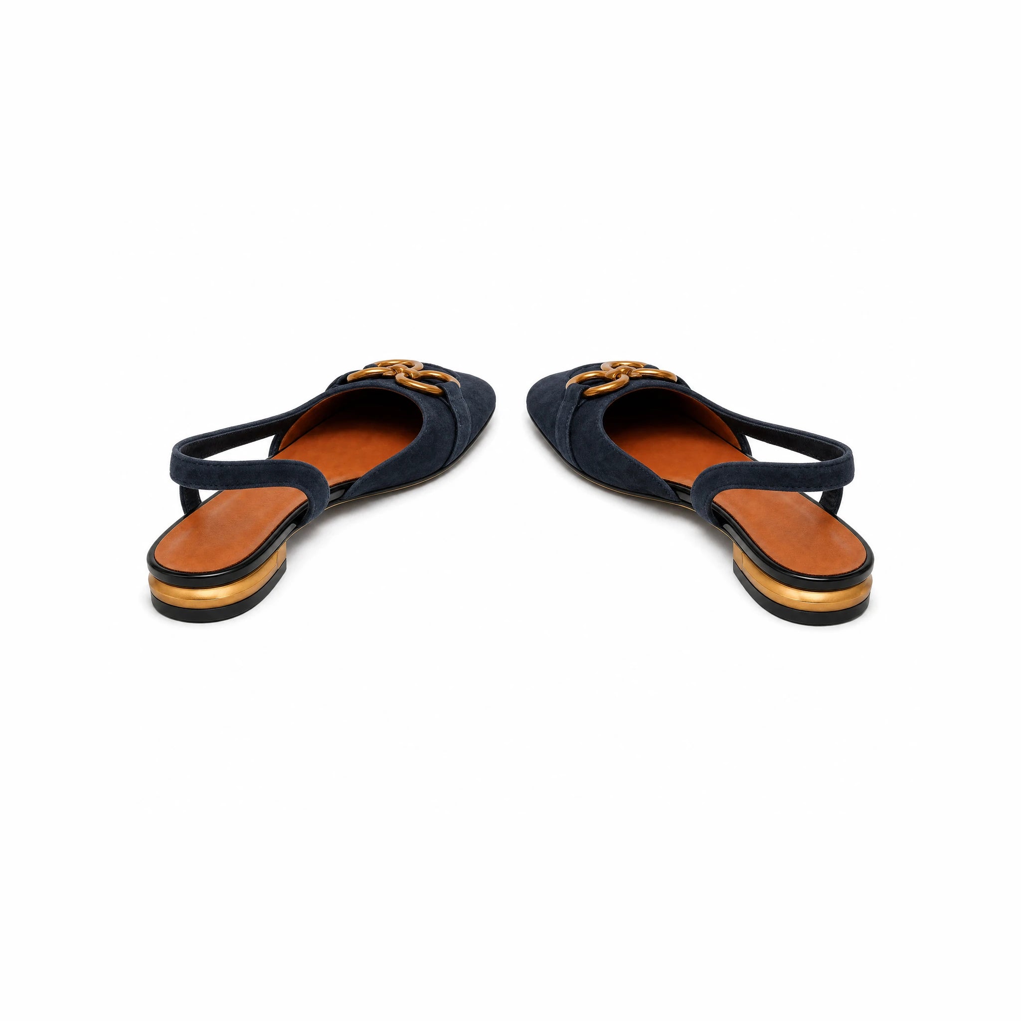 Damskie Czółenka Slingback z Zamszu na Niskim Obcasie z Ozdobą 7