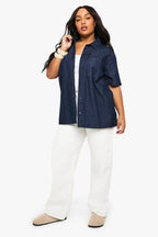 Women's denim shirt with short sleeves