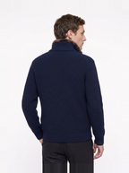 Męski Kardigan Prążkowany na Zamek z Odpinanym Kołnierzem z Futerkiem 6