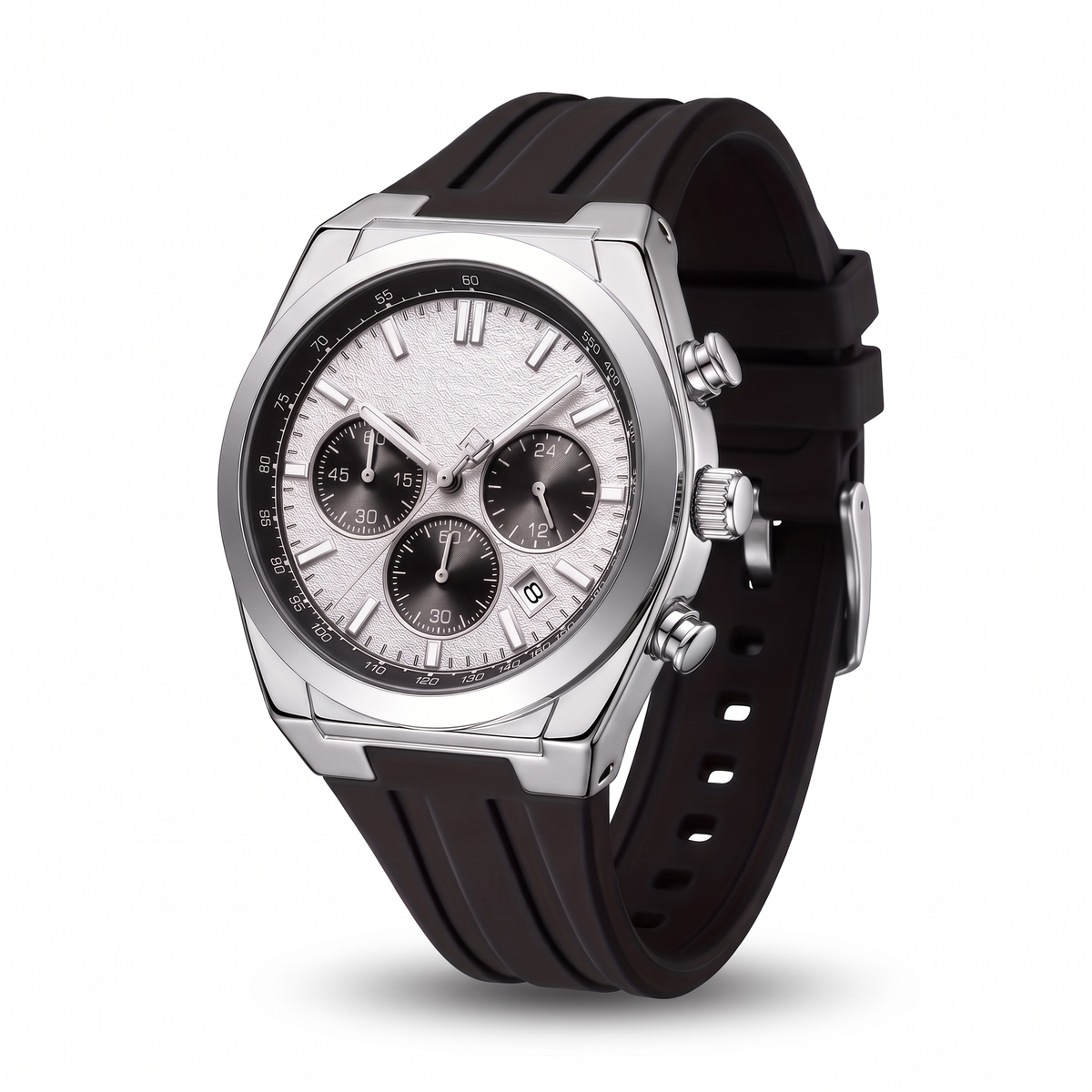 Męski Zegarek Chronograf z Ośmiokątną Kopertą i Datownikiem na Pasku 7