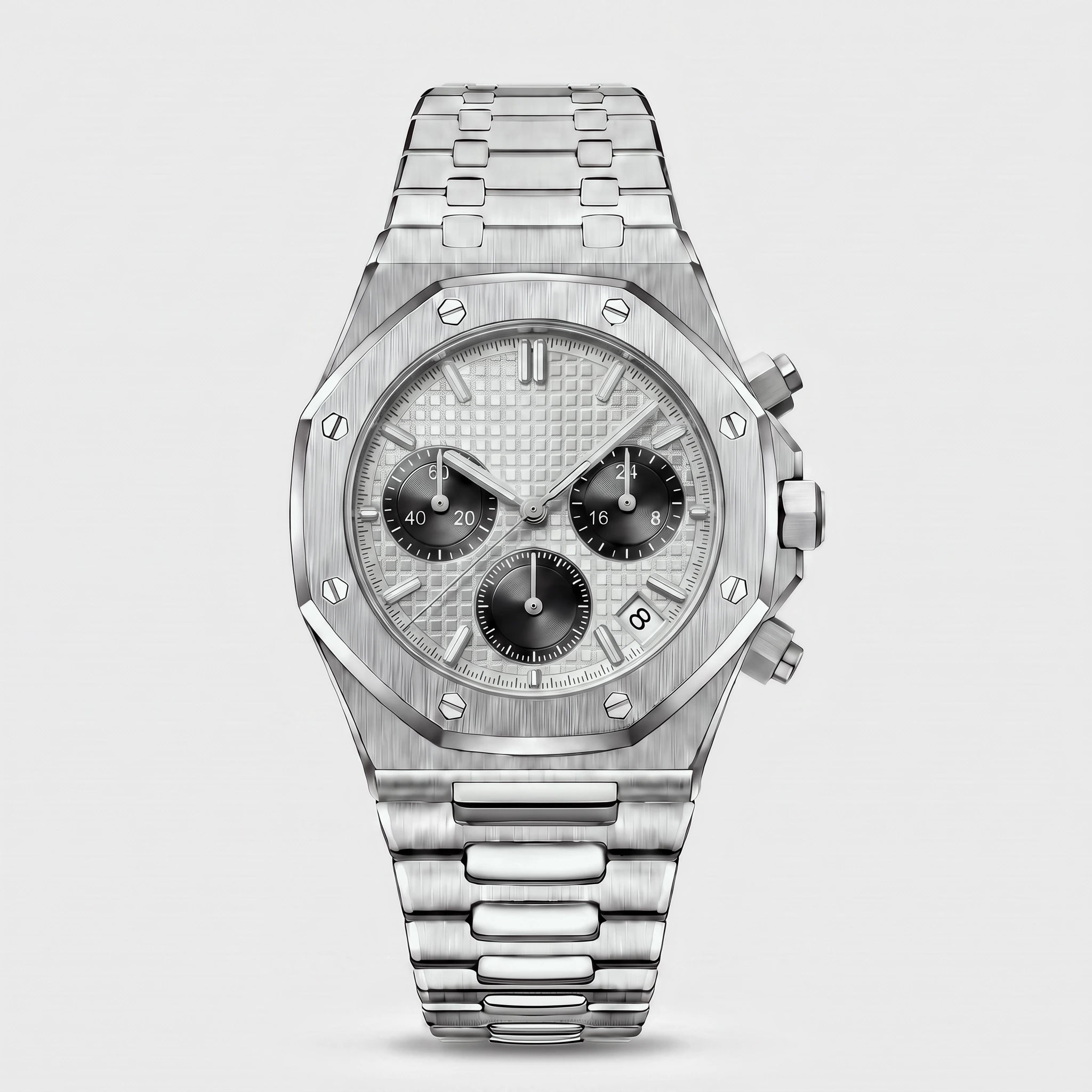 Męski Zegarek Chronograf z Ośmiokątnym Bezelem na Bransolecie 5