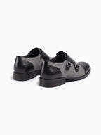Męskie Buty Monki Wsuwane z Podwójną Klamrą i Wstawką w Jodełkę 6