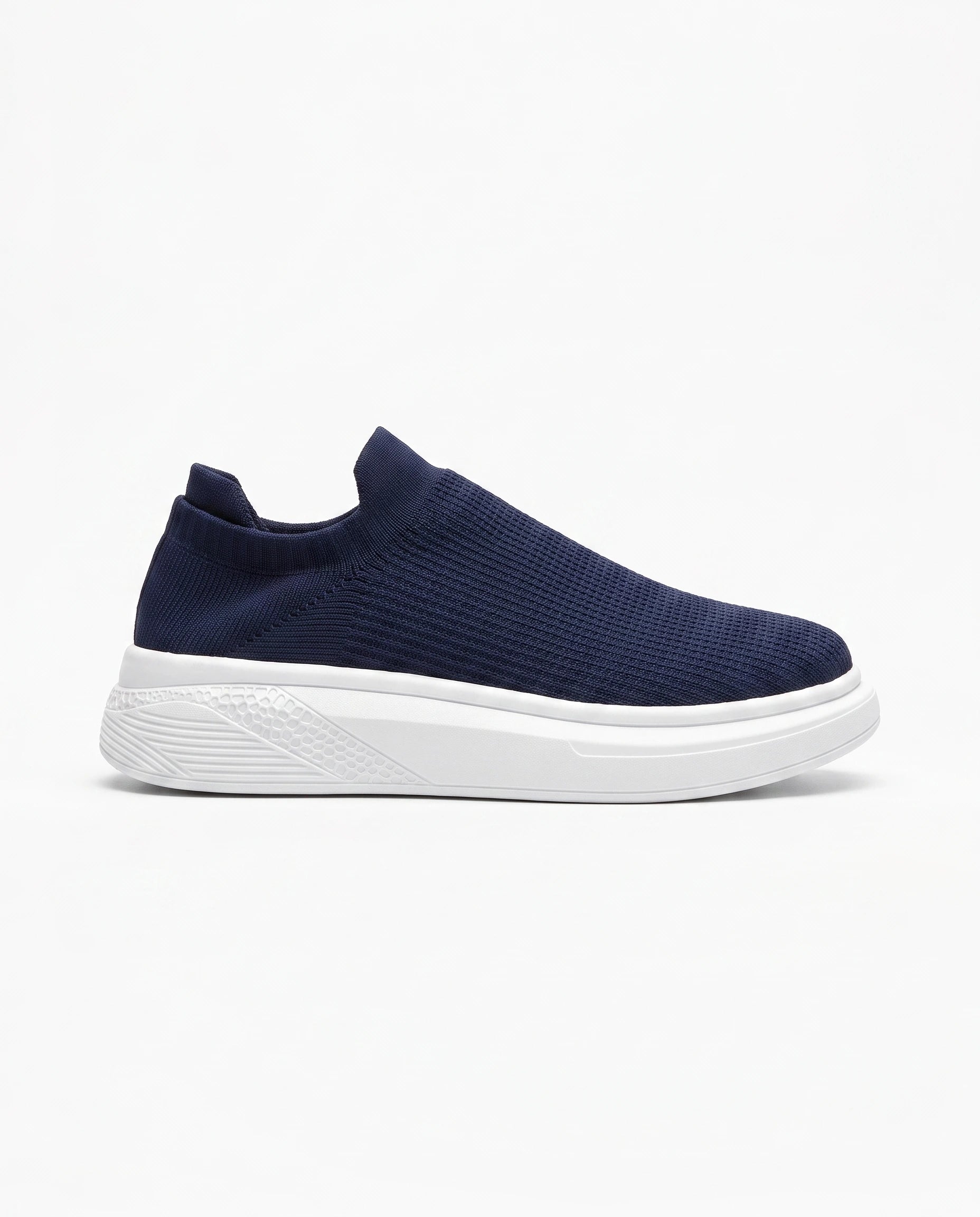Męskie Sneakersy Wsuwane z Dzianiny na Grubej Białej Podeszwie 1