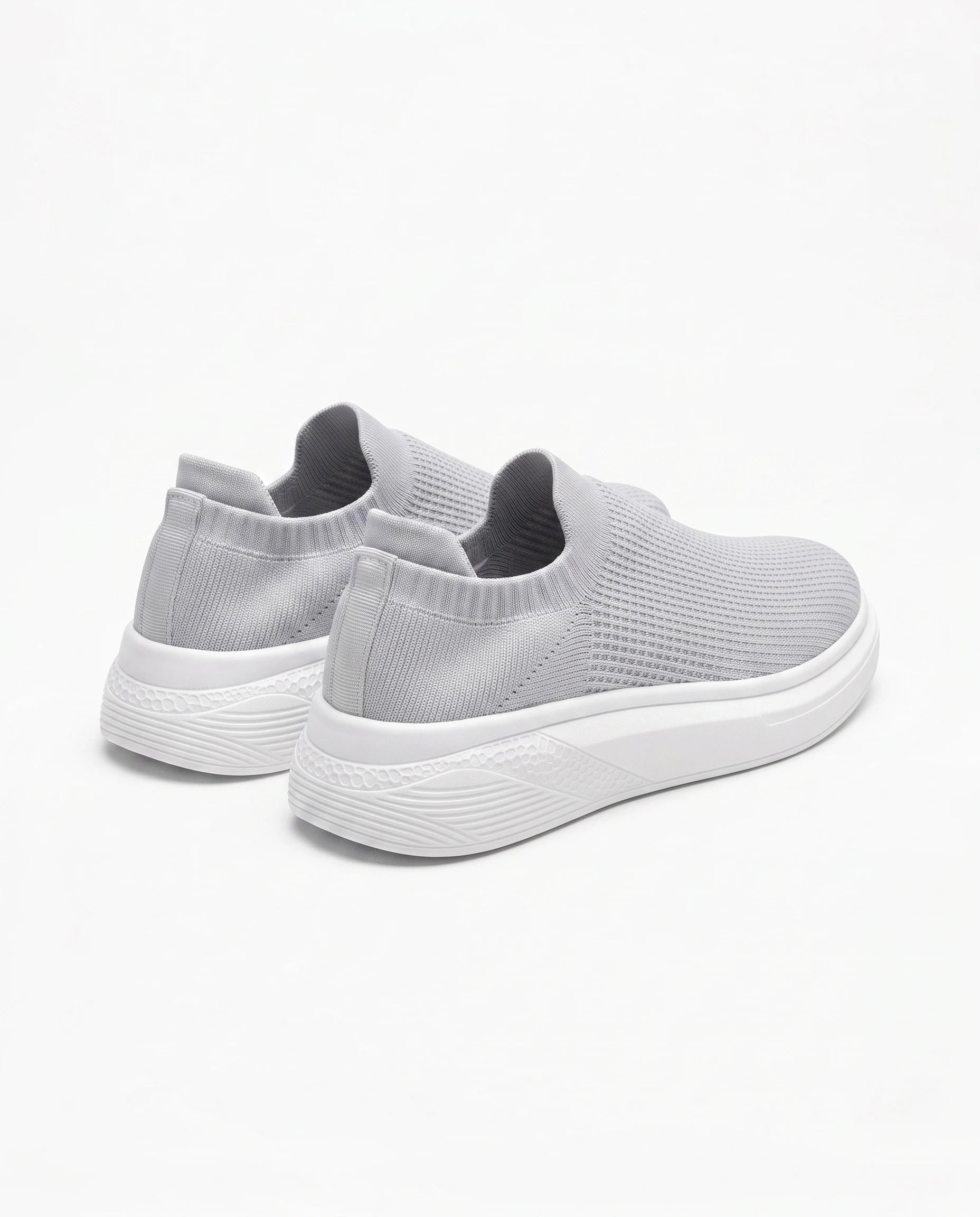 Męskie Sneakersy Wsuwane z Dzianiny na Grubej Białej Podeszwie 11
