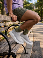Męskie Sneakersy Wsuwane z Dzianiny na Grubej Białej Podeszwie 12