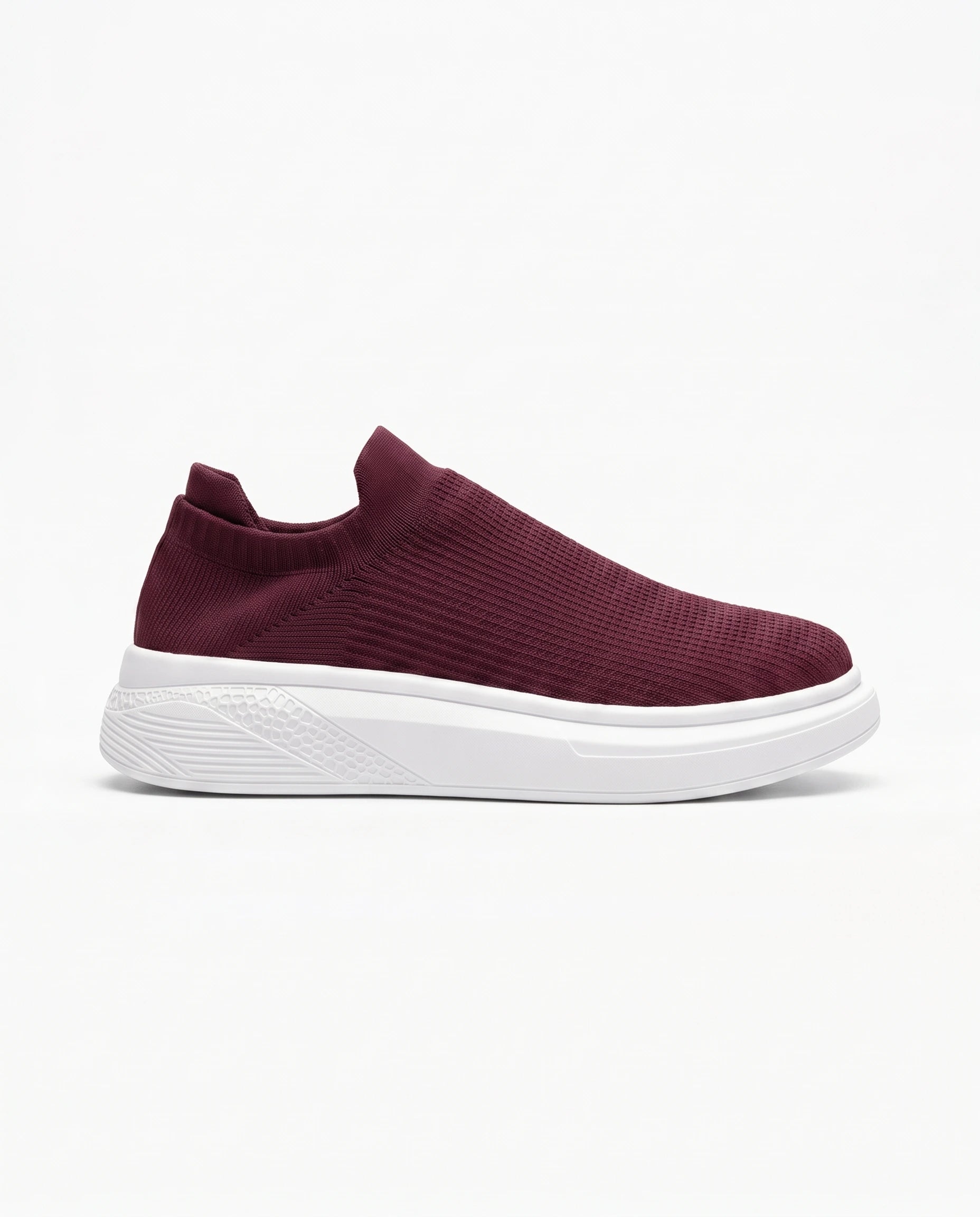 Męskie Sneakersy Wsuwane z Dzianiny na Grubej Białej Podeszwie 13