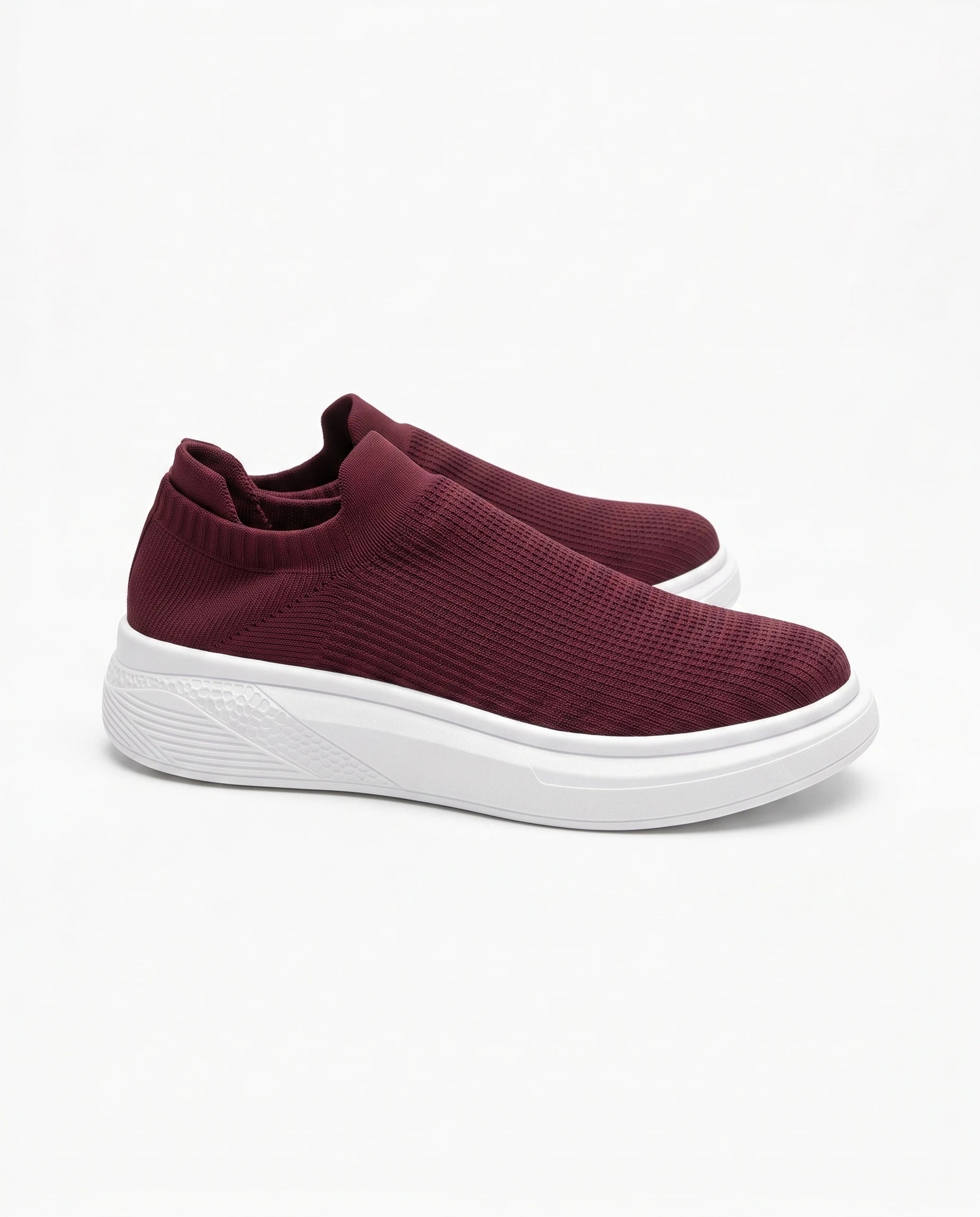 Męskie Sneakersy Wsuwane z Dzianiny na Grubej Białej Podeszwie 14