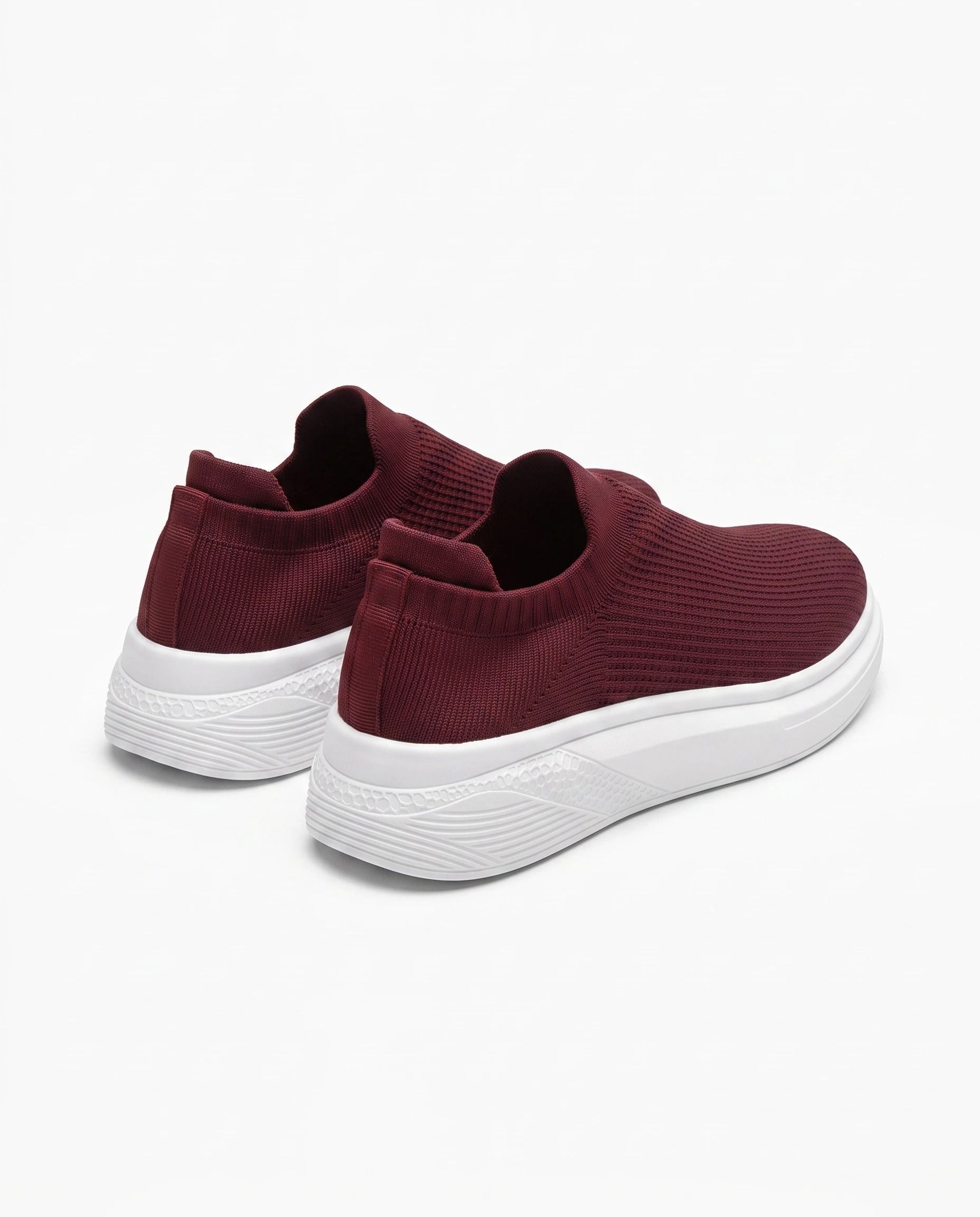 Męskie Sneakersy Wsuwane z Dzianiny na Grubej Białej Podeszwie 15