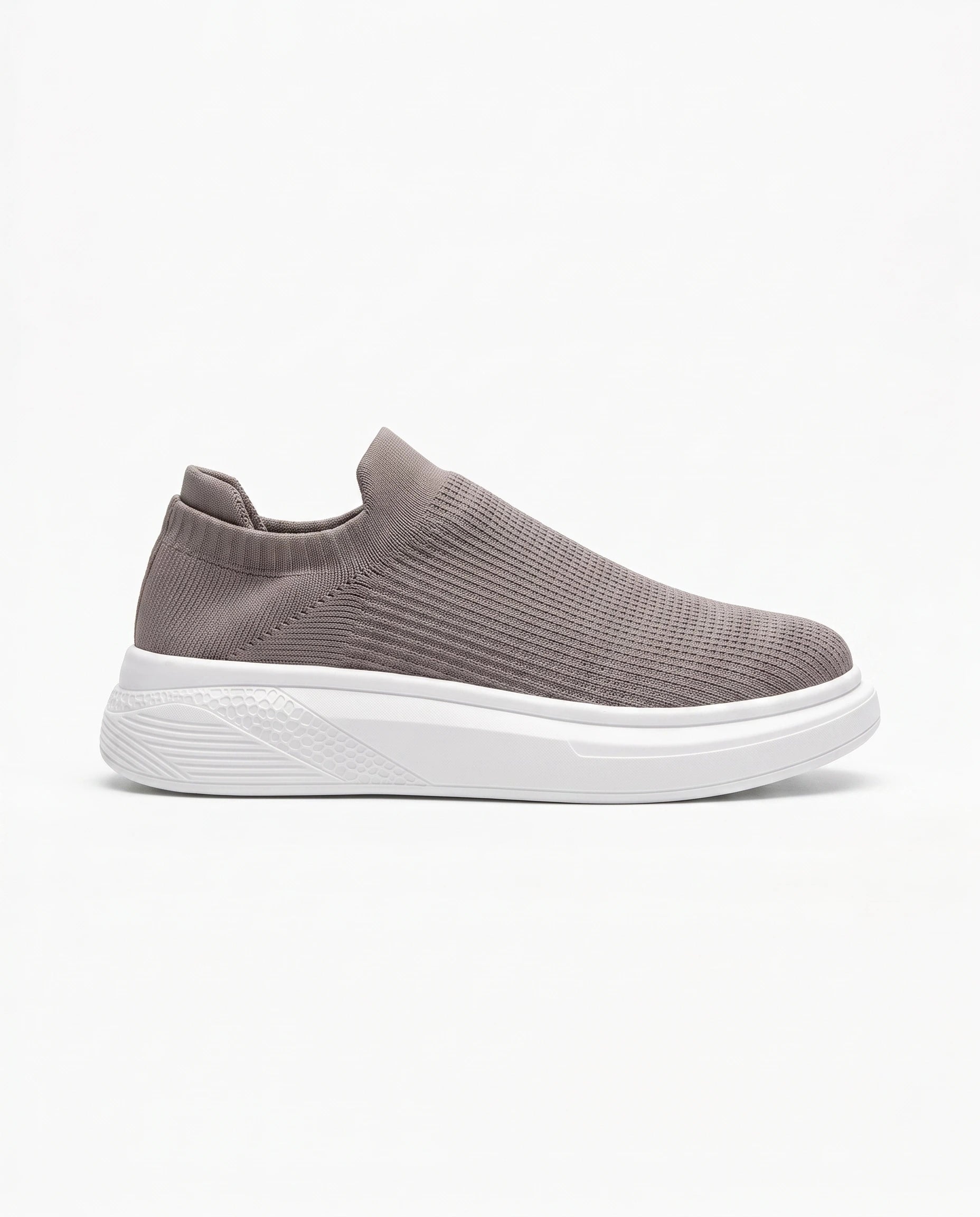Męskie Sneakersy Wsuwane z Dzianiny na Grubej Białej Podeszwie 17