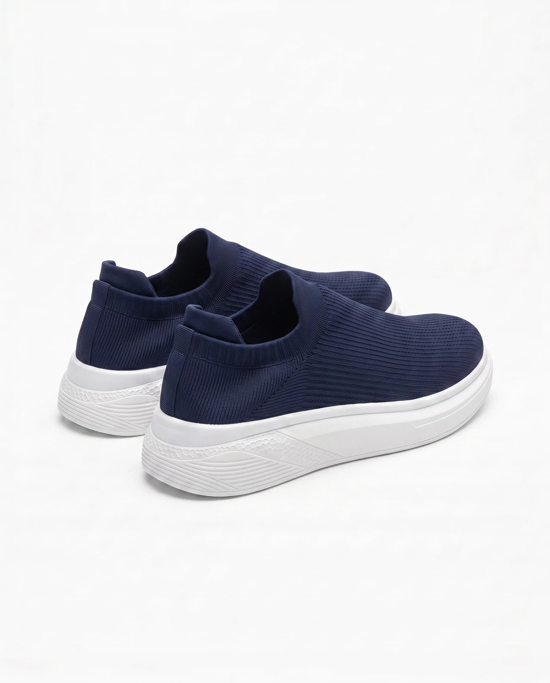 Męskie Sneakersy Wsuwane z Dzianiny na Grubej Białej Podeszwie 3