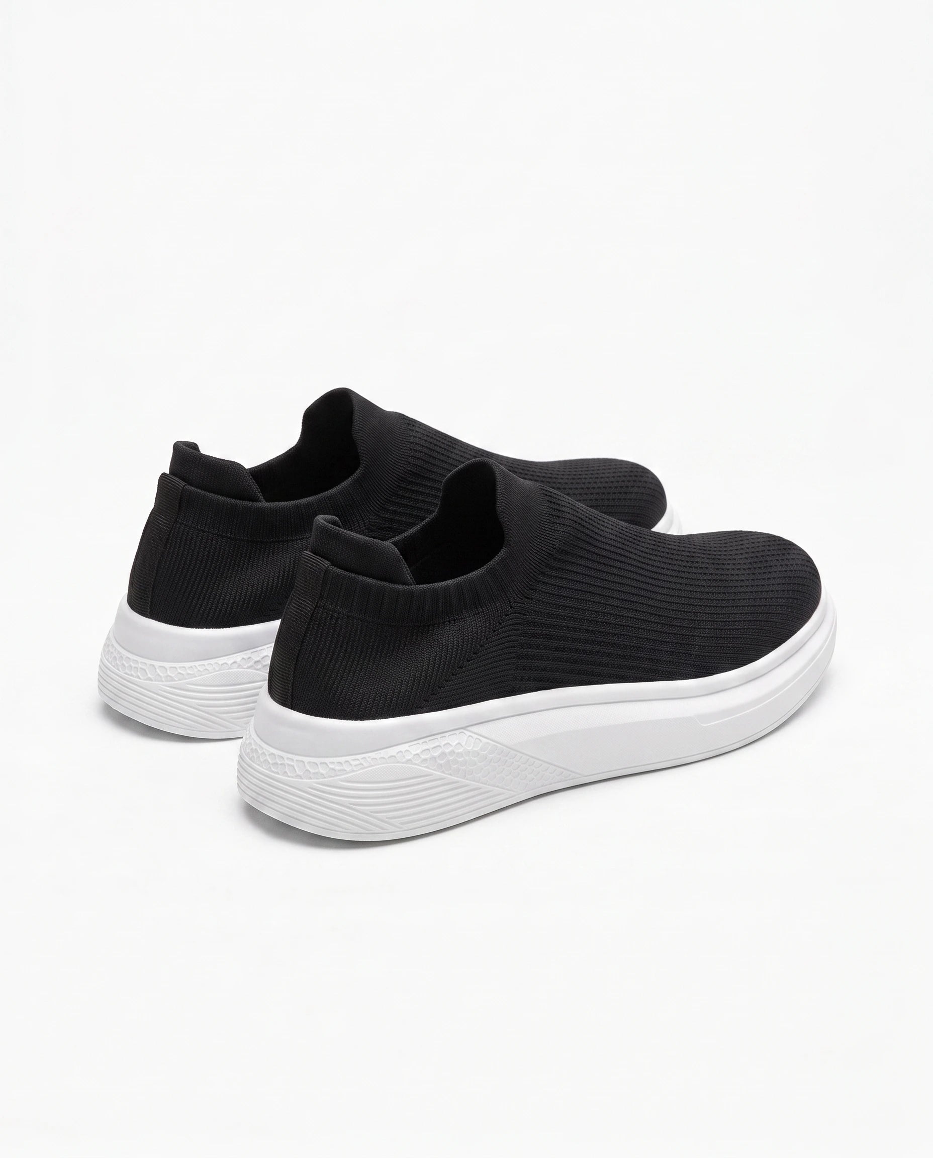 Męskie Sneakersy Wsuwane z Dzianiny na Grubej Białej Podeszwie 7